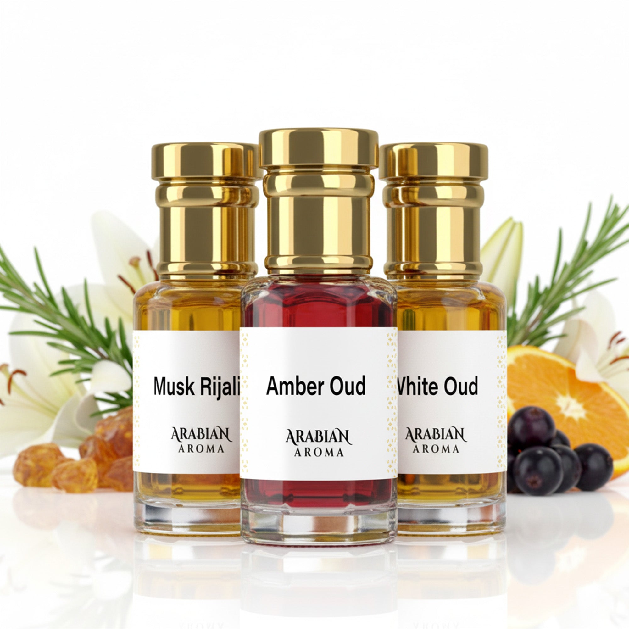 Amber Oud - Musk Rizali - White Oud Attar Set